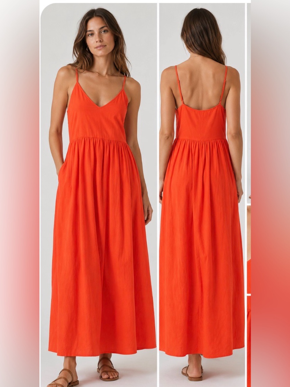 ME+EM Orange Cotton Cami Maxi Dress